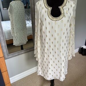 Lilly Pulitzer White Dress with Gold Accents